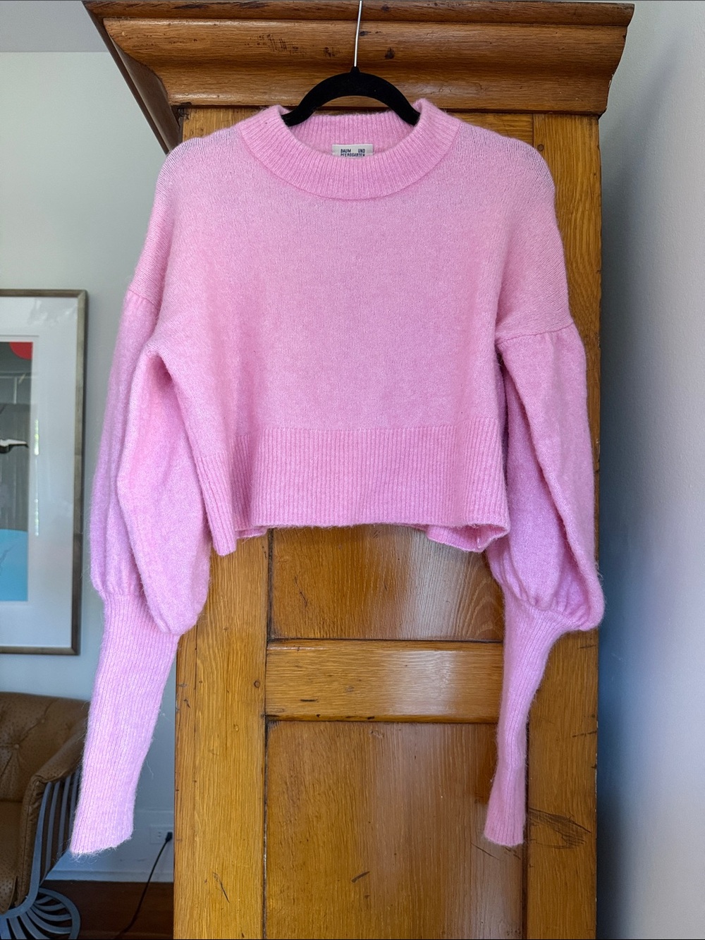 Cropped Baum Und Pferdgarten Pink Balloon-Sleeve Crewneck Sweater
